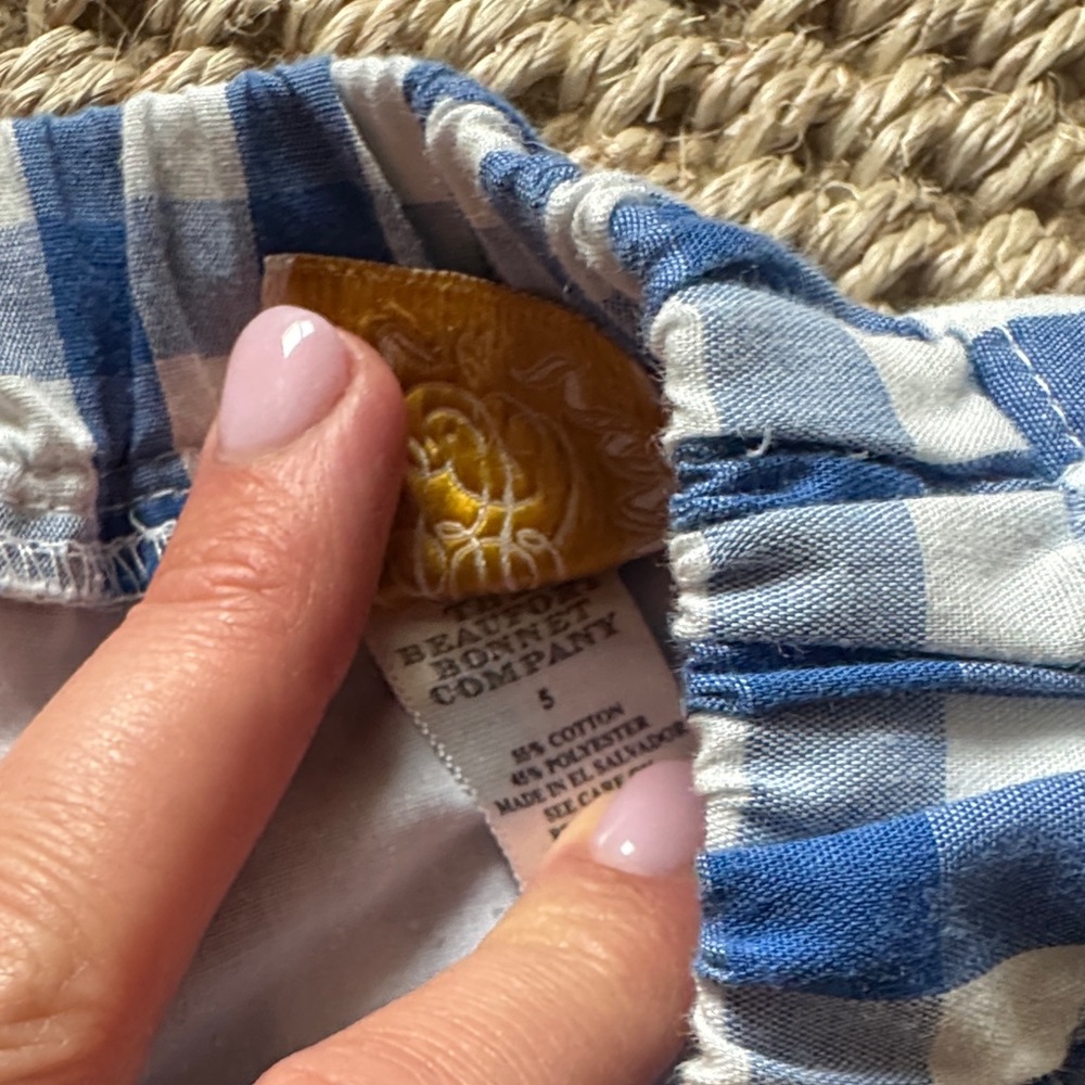 The Beaufort Bonnet Company Boys Gingham Blue and White Shorts, Size 5 - Picture 3 of 4